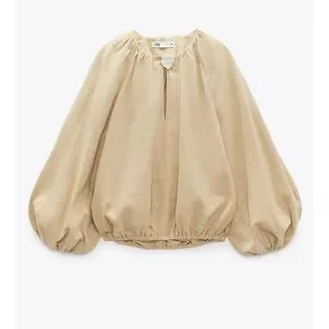 ❤️今日だけセール❤️sahara Balloon Sleeve Top Balloon Sleeve Crew Neck Pullover Short Sweatshirt – Niobe